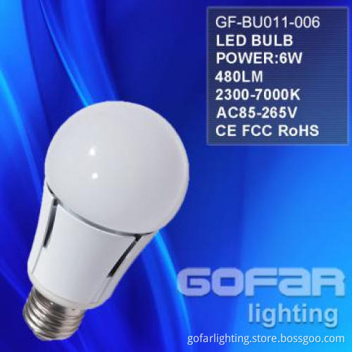 LED Bulb E27 with CE, FCC, RoHS Ultra Bright 6w